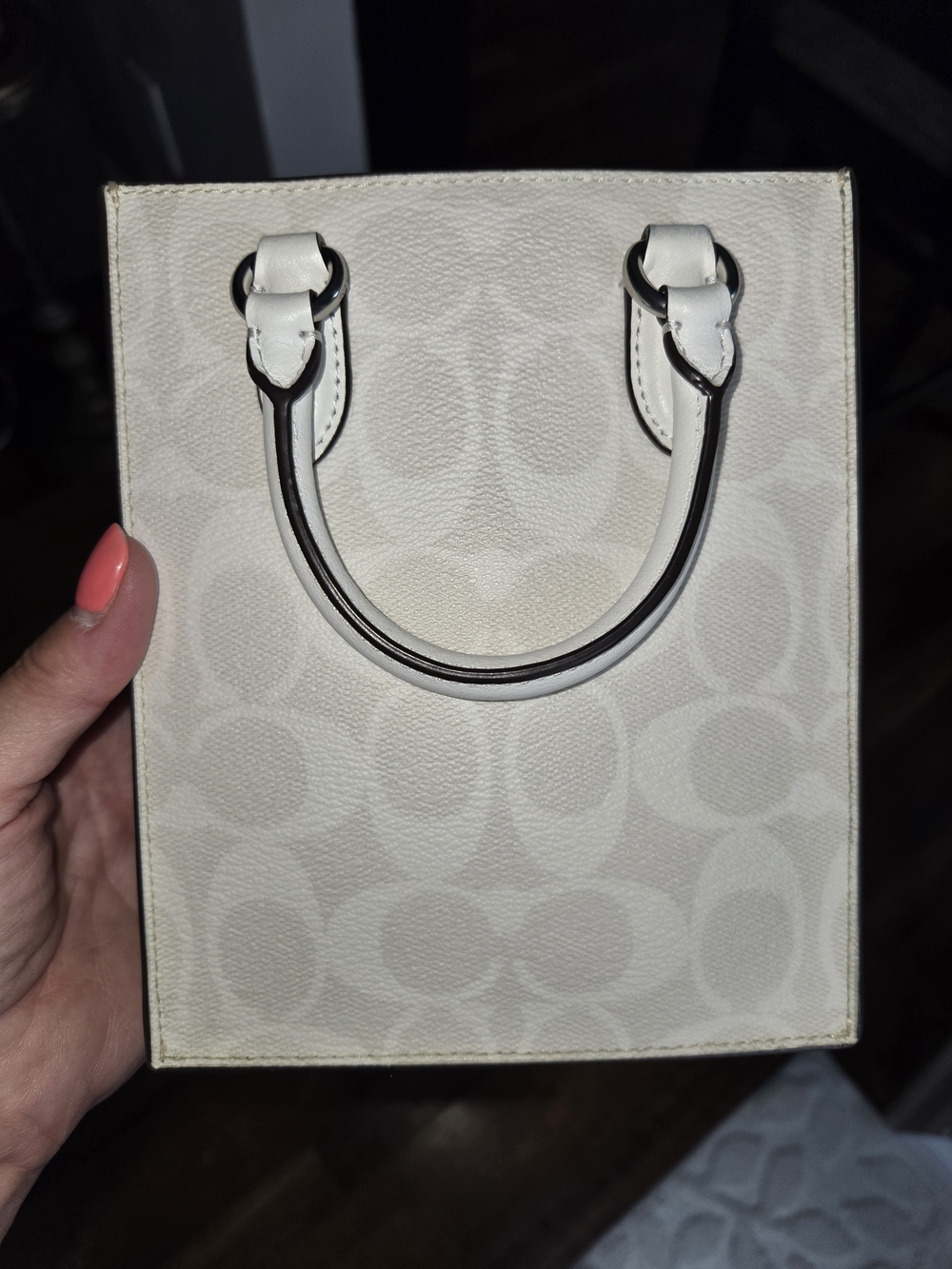 Coach North South Small Signature Mini Tote in Chalk White - Picture 3 of 7